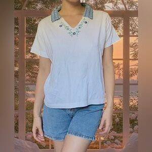 Shenanigans White Floral Embroidered Shirt